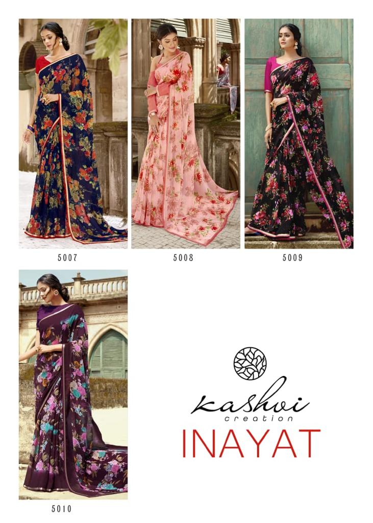 Kashvi Inayat 3 Latest Fancy Designer Chiffon Regular Casual Wear Printed Sarees Collection
